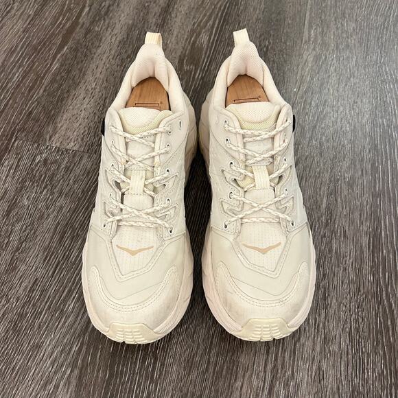EUC HOKA Anacapa Low GTX Sneakers Eggnog Shifting Sand Vibram Trail Shoes 6.5 - Picture 3 of 16